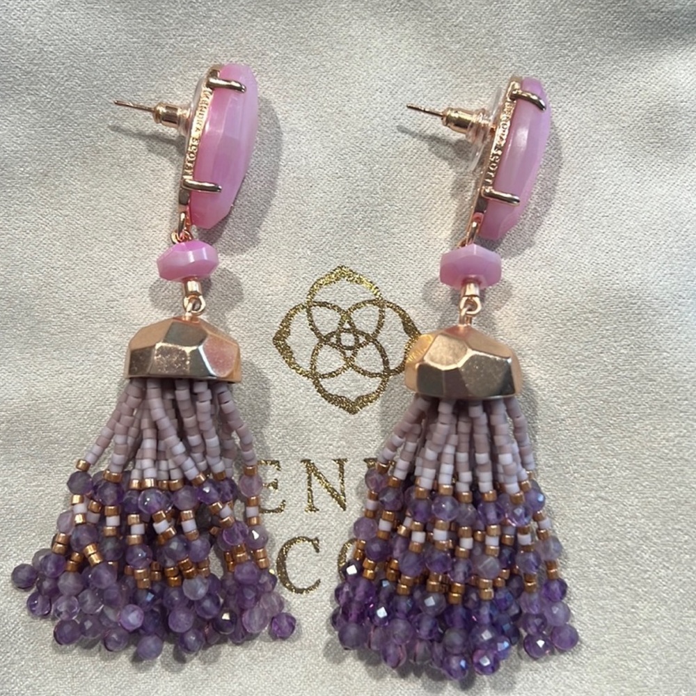 Kendra Scott Limited Edition Lavender Dove Tassel Statement Earrings